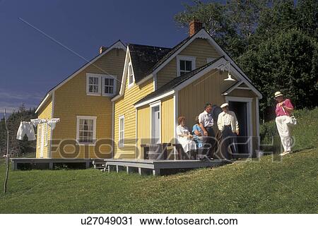 Stock Image -  Forillon National Park, Gaspe Peninsula, Quebec, Canada, Tourists visiting Anse Blanchette in Forillon National Park on the Gaspe Peninsula on the Gulf of St. Lawrence in Quebec.. Fotosearch