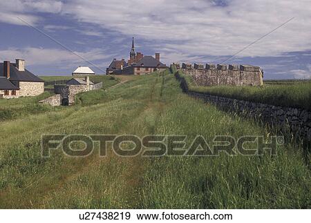 Stock Photo -  fort, fortress, Cape Breton, Nova Scotia, NS, Canada, Atlantic Ocean, Fortress of Louisbourg National Historic Site on Cape Breton Island in Nova Scotia. . Fotosearch