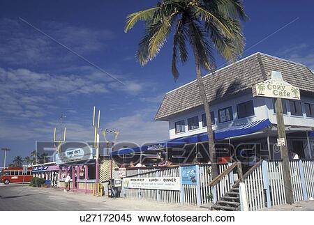 Fort Myers, FL, Gulf of Mexico, Florida, Cafes, and gift shops along the beach front in Fort Myers. View Large Photo Image Stock Photography - Fort Myers, FL, Gulf of Mexico, Florida, Cafes, and gift shops along the beach front in Fort Myers.. Fotosearch