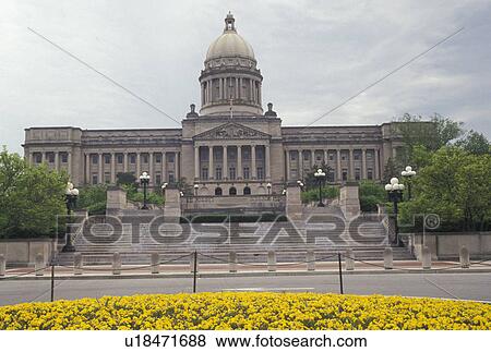 Stock Photo -  Frankfort, KY, State Capitol, Kentucky, Kentucky State Capitol Building in the capital city of Frankfort in the spring.. Fotosearch
