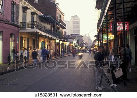 French Quarter, Bourbon Street, New Orleans, LA, Louisiana, Night life along Bourbon Street in the French Quarter in New Orleans. View Large Photo Image Stock Image - French Quarter, Bourbon Street, New Orleans, LA, Louisiana, Night life along Bourbon Street in the French Quarter in New Orleans. . Fotosearch