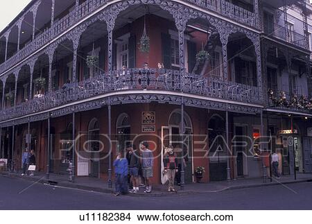 French Quarter, New Orleans, Louisiana, LA, Ornate buildings with balconies along the street in the French Quarter in New Orleans. View Large Photo Image Picture - French Quarter, New Orleans, Louisiana, LA, Ornate buildings with balconies along the street in the French Quarter in New Orleans.. Fotosearch