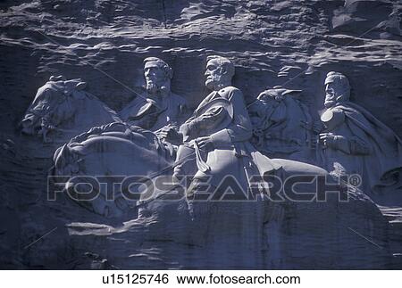 GA, Confederate Memorial Carving, Stone Mountain, Georgia, Atlanta, The Confederate Memorial Carving of President Jefferson Davis, General Thomas Stonewall Jackson and General Robert E. Lee on Stone Mountain at Georgia's Stone Mountain Park in Atlanta. View Large Photo Image Stock Photograph - GA, Confederate Memorial Carving, Stone Mountain, Georgia, Atlanta, The Confederate Memorial Carving of President Jefferson Davis, General Thomas Stonewall Jackson and General Robert E. Lee on Stone Mountain at Georgia's Stone Mountain Park in Atlanta. . Fotosearch