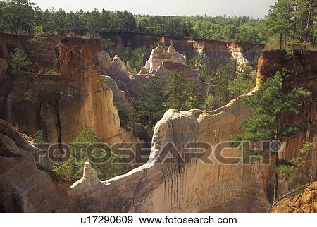 Stock Photo -  GA, Providence Canyon, Georgia, Lumpkin, Georgia's Little Grand Canyon at Providence Canyon State Park. . Fotosearch