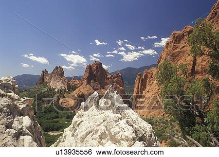 Garden of the Gods, CO, rock formations, Colorado Springs, Colorado, Scenic view of the red and white sandstone rock formations in the Garden of the Gods in Colorado Springs. View Large Photo Image Stock Photograph - Garden of the Gods, CO, rock formations, Colorado Springs, Colorado, Scenic view of the red and white sandstone rock formations in the Garden of the Gods in Colorado Springs.. Fotosearch