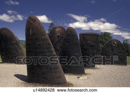 Gaspe, Gaspe Peninsula, Jacques Cartier, Quebec, Canada, Jacques Cartier Monument, made up of six bronze plates commemorating his landing, at the Musee de la Gaspesie in Gaspe on the Gaspe Peninsula in Quebec. View Large Photo Image Stock Photo - Gaspe, Gaspe Peninsula, Jacques Cartier, Quebec, Canada, Jacques Cartier Monument, made up of six bronze plates commemorating his landing, at the Musee de la Gaspesie in Gaspe on the Gaspe Peninsula in Quebec.. Fotosearch