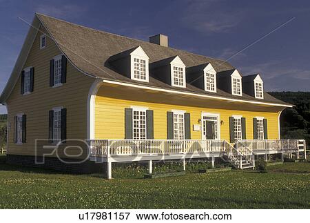 Stock Photo -  Gaspe Peninsula, Quebec, Le Boutillier Manor, Canada, St. Lawrence River, Manoir Le Boutillier Historic Monument in L'Anse-au-Griffon on the Gaspe Peninsula on the Gulf of St. Lawrence in Quebec.. Fotosearch