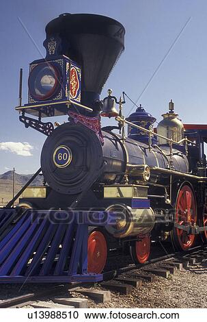 Golden Spike National Historic Site, UT, train, locomotive, Utah, The 1869 Steam Locomotive Jupiter at the Golden Spike Nat'l Historic Site where the Union Pacific and Central Pacific rails met on May 10, 1869 View Large Photo Image Stock Image - Golden Spike National Historic Site, UT, train, locomotive, Utah, The 1869 Steam Locomotive Jupiter at the Golden Spike Nat'l Historic Site where the Union Pacific and Central Pacific rails met on May 10, 1869. Fotosearch