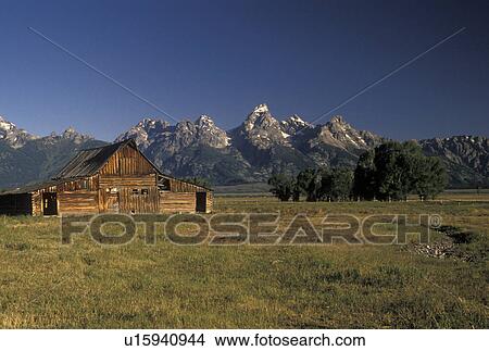 Grand Teton National Park, Jackson Hole, WY, Wyoming, Old wooden barn at Antelope Flats with a view of the Grand Teton Mountains in the background in Grand Teton Nat'l Park in Wyoming. View Large Photo Image Picture - Grand Teton National Park, Jackson Hole, WY, Wyoming, Old wooden barn at Antelope Flats with a view of the Grand Teton Mountains in the background in Grand Teton Nat'l Park in Wyoming.. Fotosearch