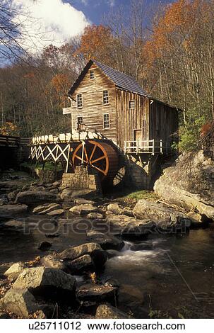 Stock Image -  grist mill, Babcock State Park, WV, West Virginia, Glade Creek Grist Mill at Babcock State Park in autumn.. Fotosearch