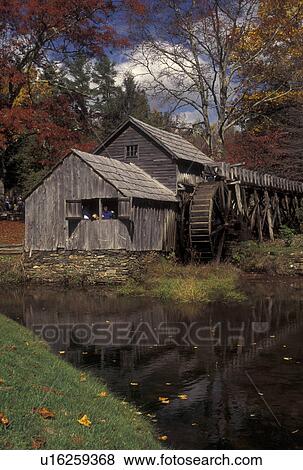 grist mill, VA, Blue Ridge, Virginia, Mabry Mill along the Blue Ridge Parkway in autumn in Virginia. View Large Photo Image Stock Photo - grist mill, VA, Blue Ridge, Virginia, Mabry Mill along the Blue Ridge Parkway in autumn in Virginia.. Fotosearch