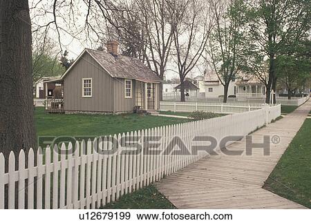Stock Photo -  Herbert Hoover, West Branch, IA, Iowa, Hoover's birthplace Cottage at the Herbert Hoover National Historic Site in West Branch.. Fotosearch