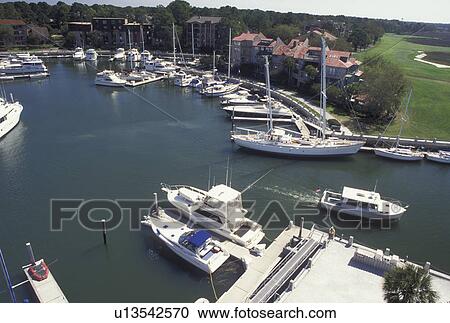 Hilton Head Island, SC, South Carolina, Aerial view of Harbour Town Yacht Basin on Hilton Head Island. View Large Photo Image Stock Image - Hilton Head Island, SC, South Carolina, Aerial view of Harbour Town Yacht Basin on Hilton Head Island.. Fotosearch
