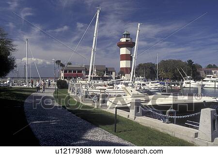 Hilton Head Island, SC, South Carolina, Marina and Lighthouse at Harbour Town Yacht Basin on Hilton Head Island. View Large Photo Image Stock Photo - Hilton Head Island, SC, South Carolina, Marina and Lighthouse at Harbour Town Yacht Basin on Hilton Head Island.. Fotosearch