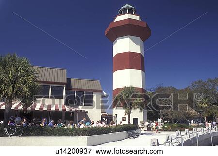 Stock Photo -  Hilton Head Island, SC, South Carolina, Lighthouse at Harbour Town on Hilton Head Island.. Fotosearch