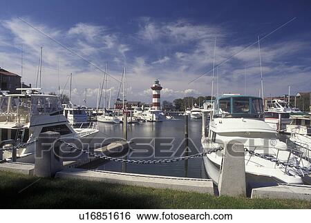 Hilton Head Island, SC, South Carolina, Marina and Lighthouse at Harbour Town Yacht Basin on Hilton Head Island. View Large Photo Image Stock Photograph - Hilton Head Island, SC, South Carolina, Marina and Lighthouse at Harbour Town Yacht Basin on Hilton Head Island.. Fotosearch