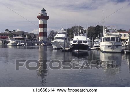 Hilton Head, SC, South Carolina, Marina and Lighthouse at Harbour Town Yacht Basin on Hilton Head Island. View Large Photo Image Picture - Hilton Head, SC, South Carolina, Marina and Lighthouse at Harbour Town Yacht Basin on Hilton Head Island.. Fotosearch