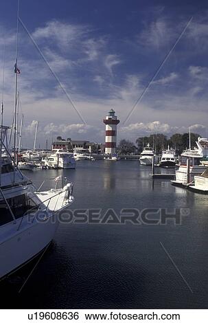 Hilton Head, SC, South Carolina, Marina and Lighthouse at Harbour Town Yacht Basin on Hilton Head Island. View Large Photo Image Stock Photograph - Hilton Head, SC, South Carolina, Marina and Lighthouse at Harbour Town Yacht Basin on Hilton Head Island.. Fotosearch