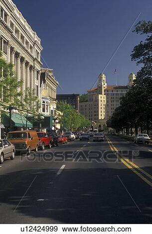 Stock Photo -  Hot Springs, AR, Arkansas, Central Avenue in downtown Hot Springs.. Fotosearch