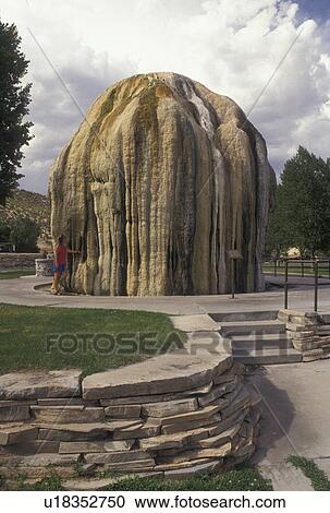 Stock Image -  hot springs, Thermopolis, WY, Wyoming, Hot Mineral Spring Formation at Hot Springs State Park in Wyoming.. Fotosearch