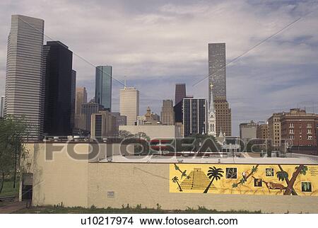 Picture -  Houston, skyline, TX, Texas, Skyline of downtown Houston.. Fotosearch