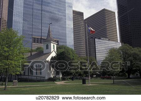 Houston, TX, skyline, Texas, Church at Sam Houston Historical Park with modern downtown skyline of Houston. View Large Photo Image Stock Photo - Houston, TX, skyline, Texas, Church at Sam Houston Historical Park with modern downtown skyline of Houston.. Fotosearch