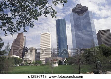 Houston, TX, skyline, Texas, Skyline of downtown Houston from Sam Houston Historical Park. View Large Photo Image Stock Image - Houston, TX, skyline, Texas, Skyline of downtown Houston from Sam Houston Historical Park.. Fotosearch