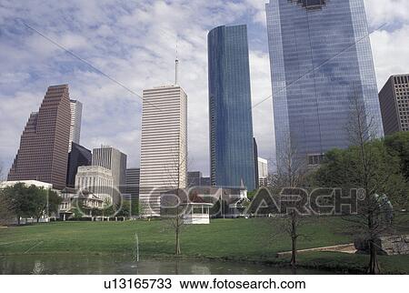 Houston, TX, skyline, Texas, Skyline of downtown Houston from Sam Houston Historical Park. View Large Photo Image Stock Image - Houston, TX, skyline, Texas, Skyline of downtown Houston from Sam Houston Historical Park.. Fotosearch