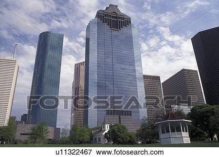 Houston, TX, skyline, Texas, Skyline of downtown Houston from Sam Houston Historical Park. View Large Photo Image Stock Photo - Houston, TX, skyline, Texas, Skyline of downtown Houston from Sam Houston Historical Park.. Fotosearch