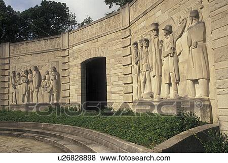 Stock Photo -  IN, Abraham Lincoln, Indiana, Memorial Visitor Center at the Lincoln Boyhood National Memorial in Indiana.. Fotosearch