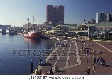 Stock Photo -  Inner Harbor, Baltimore, MD, Maryland, Harbor Place on the Inner Harbor in downtown Baltimore.. Fotosearch