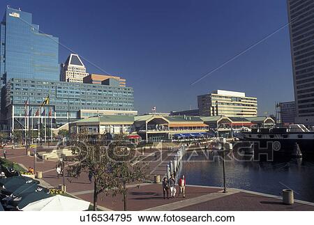 Stock Photography -  Inner Harbor, Baltimore, MD, Maryland, Harbor Place on the Inner Harbor in downtown Baltimore.. Fotosearch