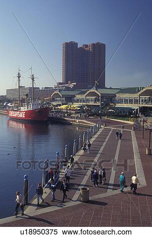 Stock Photography -  Inner Harbor, Baltimore, MD, Maryland, Harbor Place on the Inner Harbor in downtown Baltimore.. Fotosearch