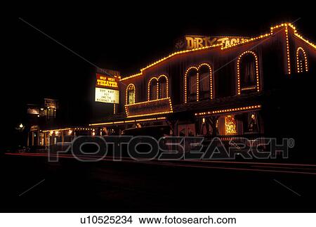 Jackson, WY, Wyoming, Wild West Theater illuminated at night in downtown Jackson. View Large Photo Image Picture - Jackson, WY, Wyoming, Wild West Theater illuminated at night in downtown Jackson.. Fotosearch