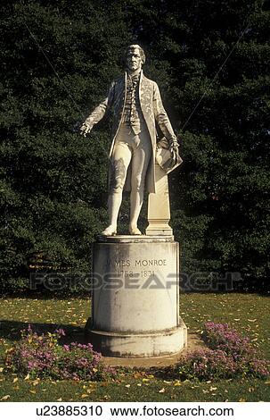 Stock Image -  James Monroe, Charlottesville, VA, Virginia, Statue of James Monroe at James Monroe's Ash Lawn-Highland in the autumn in Charlottesville. Fifth president of the United States.. Fotosearch
