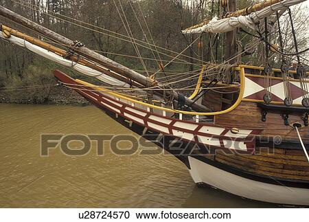 Jamestown, Virginia, Colonial National Historical Park, VA, The Godspeed, a full replica of a sailing vessel, docked on the James River at the Jamestown Settlement a living history complex in Jamestown. View Large Photo Image Stock Image -  Jamestown, Virginia, Colonial National Historical Park, VA, The Godspeed, a full replica of a sailing vessel, docked on the James River at the Jamestown Settlement a living history complex in Jamestown.. Fotosearch