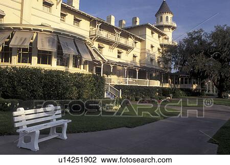 Stock Image -  Jekyll Island, GA, Golden Isles, Georgia, Jekyll Island Club Hotel and Radisson Resort on Jekyll Island in Georgia.. Fotosearch