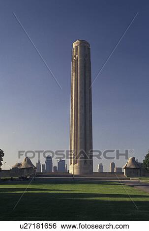 Stock Photograph -  Kansas City, MO, Missouri, Liberty Memorial Tower located in Penn Valley Park, a 217-foot Torch of Liberty observation tower, in Kansas City.. Fotosearch