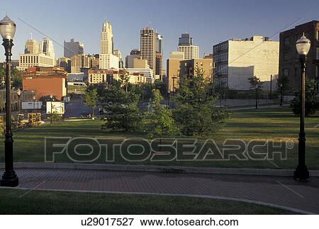 Kansas City, MO, Missouri, Skyline of downtown Kansas City from Market Park. View Large Photo Image Stock Photo - Kansas City, MO, Missouri, Skyline of downtown Kansas City from Market Park.. Fotosearch