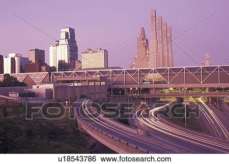Kansas City, skyline, MO, Missouri, Skyline of downtown Kansas City at sunset. View Large Photo Image Stock Photograph - Kansas City, skyline, MO, Missouri, Skyline of downtown Kansas City at sunset.. Fotosearch