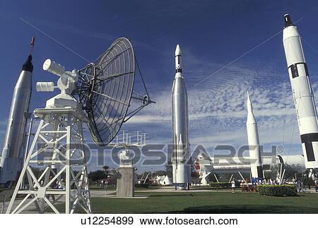 Stock Photo -  Kennedy Space Center, FL, Florida, Spaceport USA, Rocket Garden at Kennedy Space Center on Merritt Island.. Fotosearch