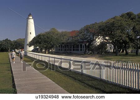 lighthouse, Cape Hatteras National Seashore, Outer Banks, North Carolina, Ocracoke, NC, Ocracoke Island Lighthouse in Ocracoke on Cape Hatteras National Seashore on the Outer Banks. View Large Photo Image Stock Photo - lighthouse, Cape Hatteras National Seashore, Outer Banks, North Carolina, Ocracoke, NC, Ocracoke Island Lighthouse in Ocracoke on Cape Hatteras National Seashore on the Outer Banks.. Fotosearch