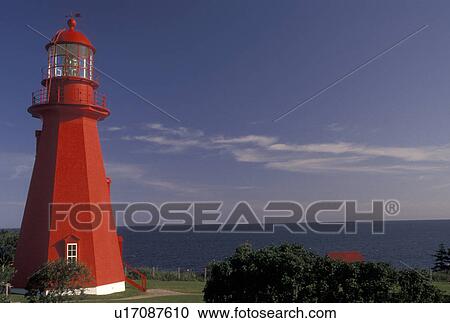 lighthouse, Gaspe Peninsula, Quebec, La Martre, Canada, Gulf of St. Lawrence, Red octagonal lighthouse museum in La Martre on the Gaspe Peninsula on the St. Lawrence River in Quebec. View Large Photo Image Stock Image - lighthouse, Gaspe Peninsula, Quebec, La Martre, Canada, Gulf of St. Lawrence, Red octagonal lighthouse museum in La Martre on the Gaspe Peninsula on the St. Lawrence River in Quebec.. Fotosearch