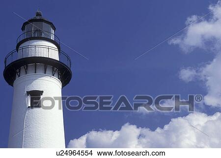 lighthouse, St. Simons Island, GA, Golden Isles, Georgia, St. Simons Island Lighthouse against a blue sky on Saint Simons Island in Georgia. View Large Photo Image Picture - lighthouse, St. Simons Island, GA, Golden Isles, Georgia, St. Simons Island Lighthouse against a blue sky on Saint Simons Island in Georgia.. Fotosearch