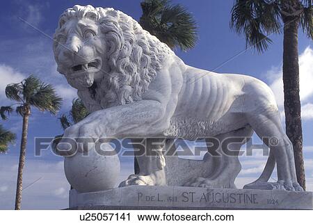 lion, St. Augustine, FL, Florida, Statue of a lion guards the Bridge of Lions in Saint Augustine. View Large Photo Image Stock Image - lion, St. Augustine, FL, Florida, Statue of a lion guards the Bridge of Lions in Saint Augustine.. Fotosearch
