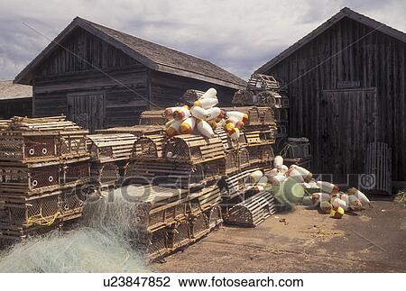 Lobster Traps Buoys Fishing Village Covehead Bridge Prince