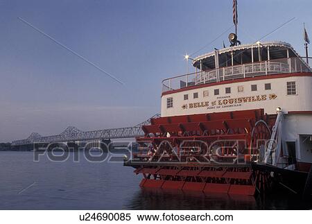 Louisville, KY, riverboat, Kentucky, Ohio River, Belle of Louisville Riverboat a stern wheel steamboat docked along the Ohio River. View Large Photo Image Stock Photography - Louisville, KY, riverboat, Kentucky, Ohio River, Belle of Louisville Riverboat a stern wheel steamboat docked along the Ohio River. . Fotosearch