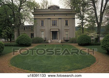 Stock Image -  Madison, IN, Indiana, Greek Revival style mansion at the James F. D. Lanier State Historic Site in Madison.. Fotosearch