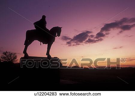 Manassas National Battlefield Park, VA, sunset, Manassas, Virginia, Equestrian statue of General Stonewall Jackson atop Henry House Hill at sunset in Manassas Nat'l Battlefield Park. View Large Photo Image Stock Image - Manassas National Battlefield Park, VA, sunset, Manassas, Virginia, Equestrian statue of General Stonewall Jackson atop Henry House Hill at sunset in Manassas Nat'l Battlefield Park.. Fotosearch
