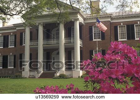 Stock Photo -  mansion, antebellum, Natchez, MS, Mississippi, Spring Pilgrimage at the Auburn House at The Natchez Pilgrimage. . Fotosearch